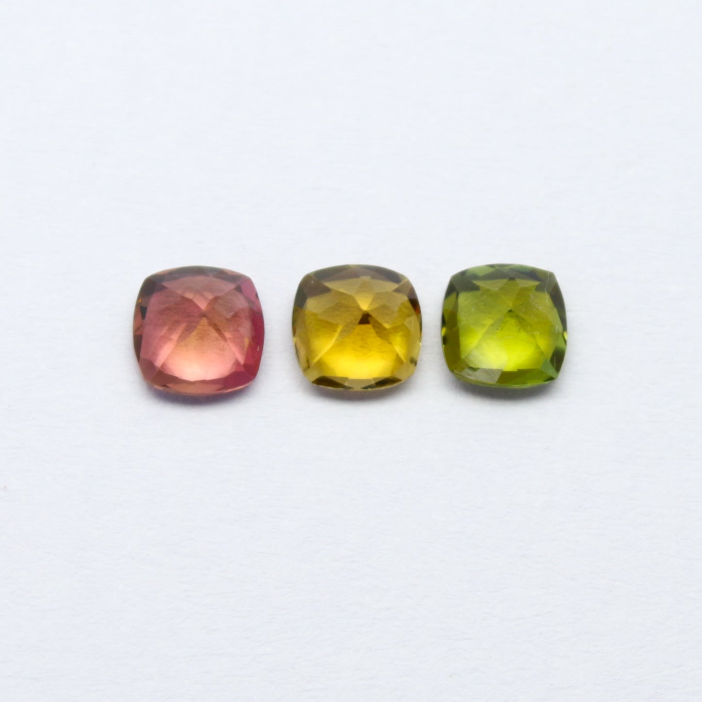 Natural Multi-color Tourmaline Lot 1.65 Carat 5x5 MM Cushion Shape Faceted Gemstone 3 Piece Lot