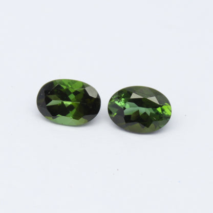 Natural Green Tourmaline Pair 1.61 Carat 7x5 MM Oval Shape Faceted Gemstone Pair