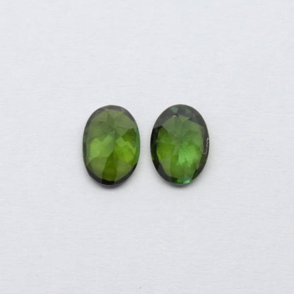 Natural Green Tourmaline Pair 1.61 Carat 7x5 MM Oval Shape Faceted Gemstone Pair