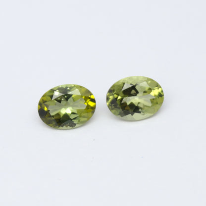 Natural Green Tourmaline Pair 2.46 Carat 8x6 MM Oval Shape Faceted Gemstone Pair