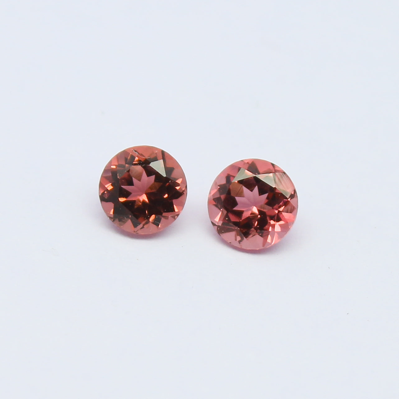 Natural Pink Tourmaline Pair 1.03 Carat 5x5 MM Round Shape Faceted Gemstone Pair