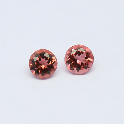 Natural Pink Tourmaline Pair 1.03 Carat 5x5 MM Round Shape Faceted Gemstone Pair