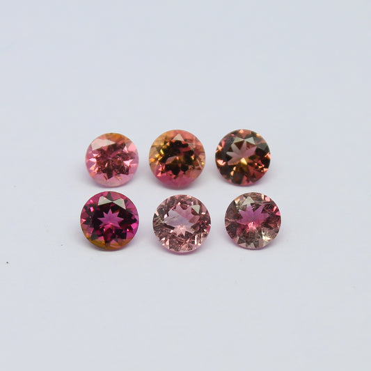 Natural Pink Tourmaline Lot 2.77 Carat 5x5 MM Round Shape Faceted Gemstone 6 Piece Lot