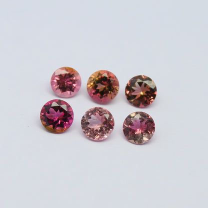 Natural Pink Tourmaline Lot 2.77 Carat 5x5 MM Round Shape Faceted Gemstone 6 Piece Lot