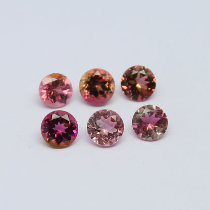 Natural Pink Tourmaline Lot 2.77 Carat 5x5 MM Round Shape Faceted Gemstone 6 Piece Lot