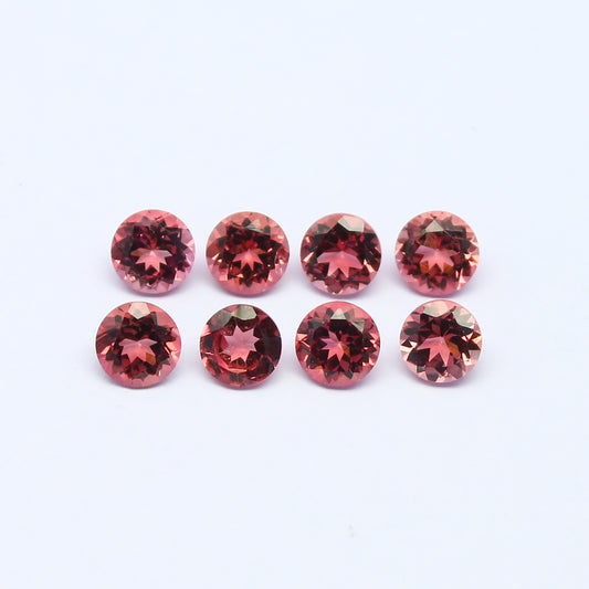 Natural Pink Tourmaline Lot 3.92 Carat 5x5 MM Round Shape Faceted Gemstone 8 Piece Lot