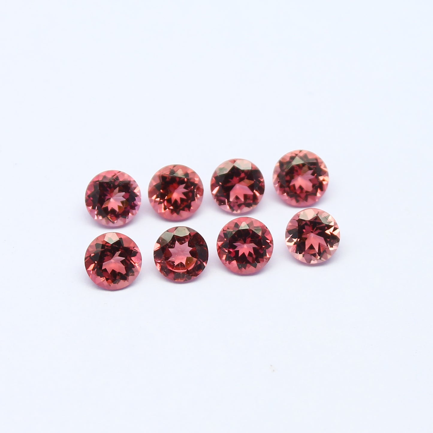 Natural Pink Tourmaline Lot 3.92 Carat 5x5 MM Round Shape Faceted Gemstone 8 Piece Lot