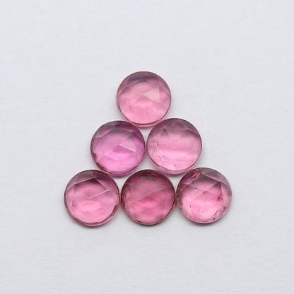 Natural Pink Tourmaline Lot 2.90 Carat 5x5 MM Round Shape Rosecut Gemstone 6 Piece Lot