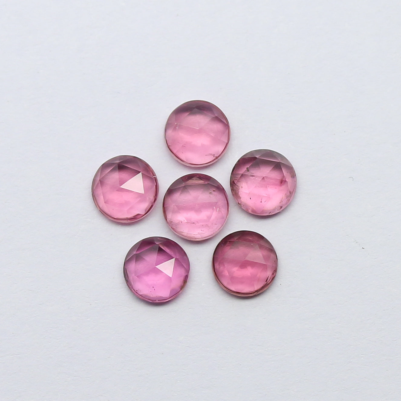 Natural Pink Tourmaline Lot 2.90 Carat 5x5 MM Round Shape Rosecut Gemstone 6 Piece Lot