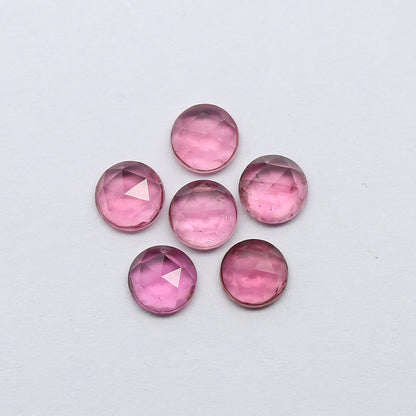 Natural Pink Tourmaline Lot 2.90 Carat 5x5 MM Round Shape Rosecut Gemstone 6 Piece Lot