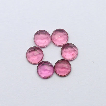 Natural Pink Tourmaline Lot 2.90 Carat 5x5 MM Round Shape Rosecut Gemstone 6 Piece Lot