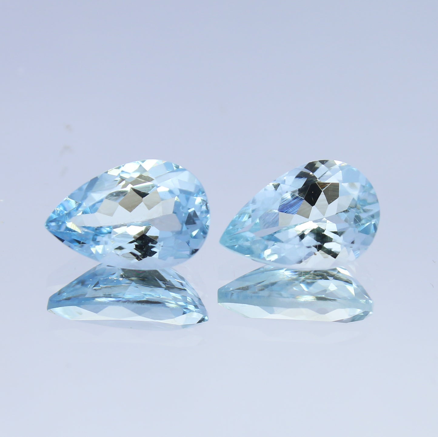 Natural Aquamarine Pair 2.35 Carat 9x6 MM Pear Shape Faceted Gemstone Pair