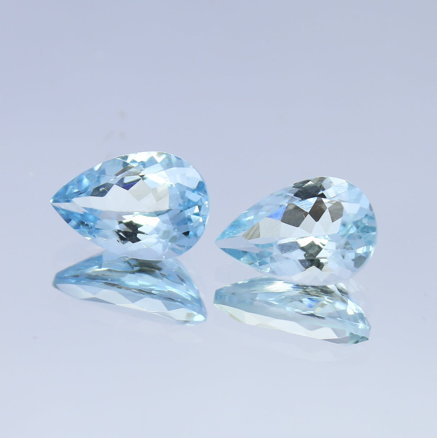 Natural Aquamarine Pair 2.35 Carat 9x6 MM Pear Shape Faceted Gemstone Pair