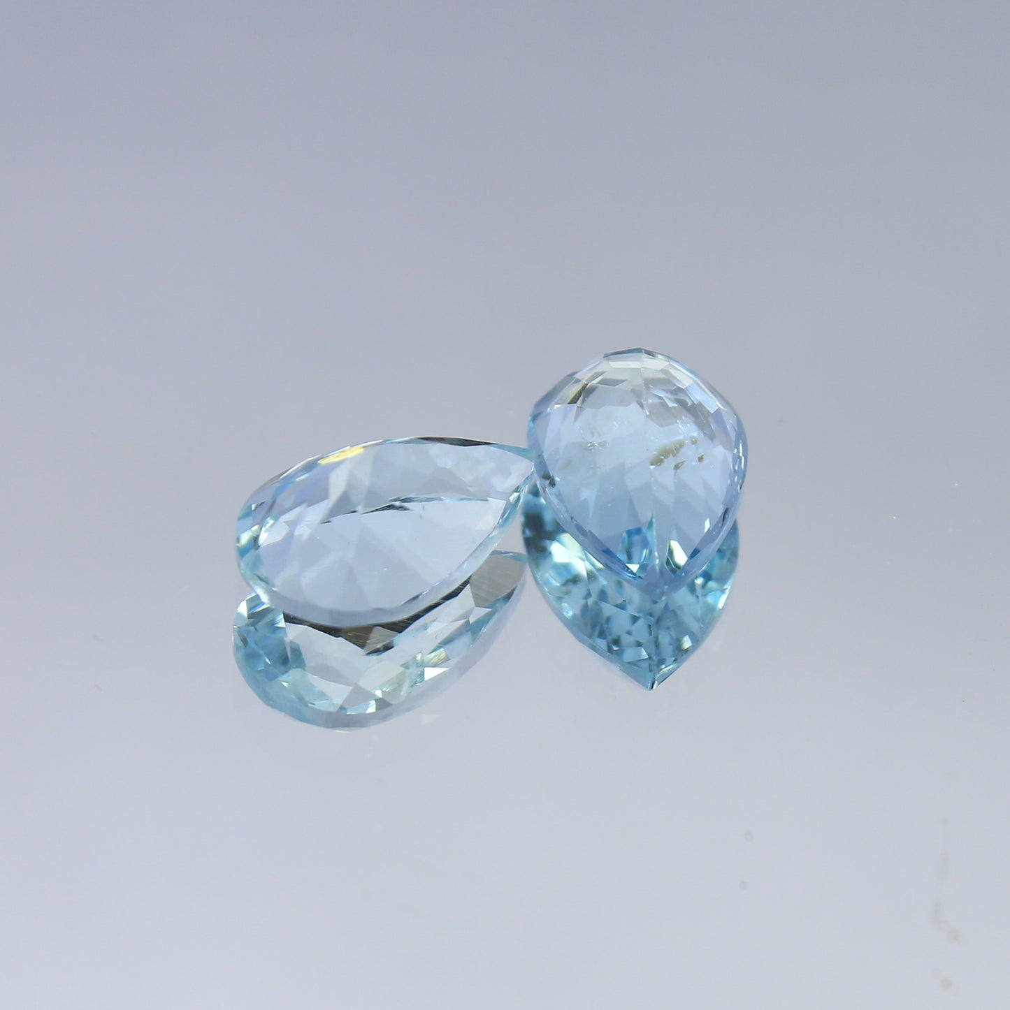 Natural Aquamarine Pair 2.35 Carat 9x6 MM Pear Shape Faceted Gemstone Pair