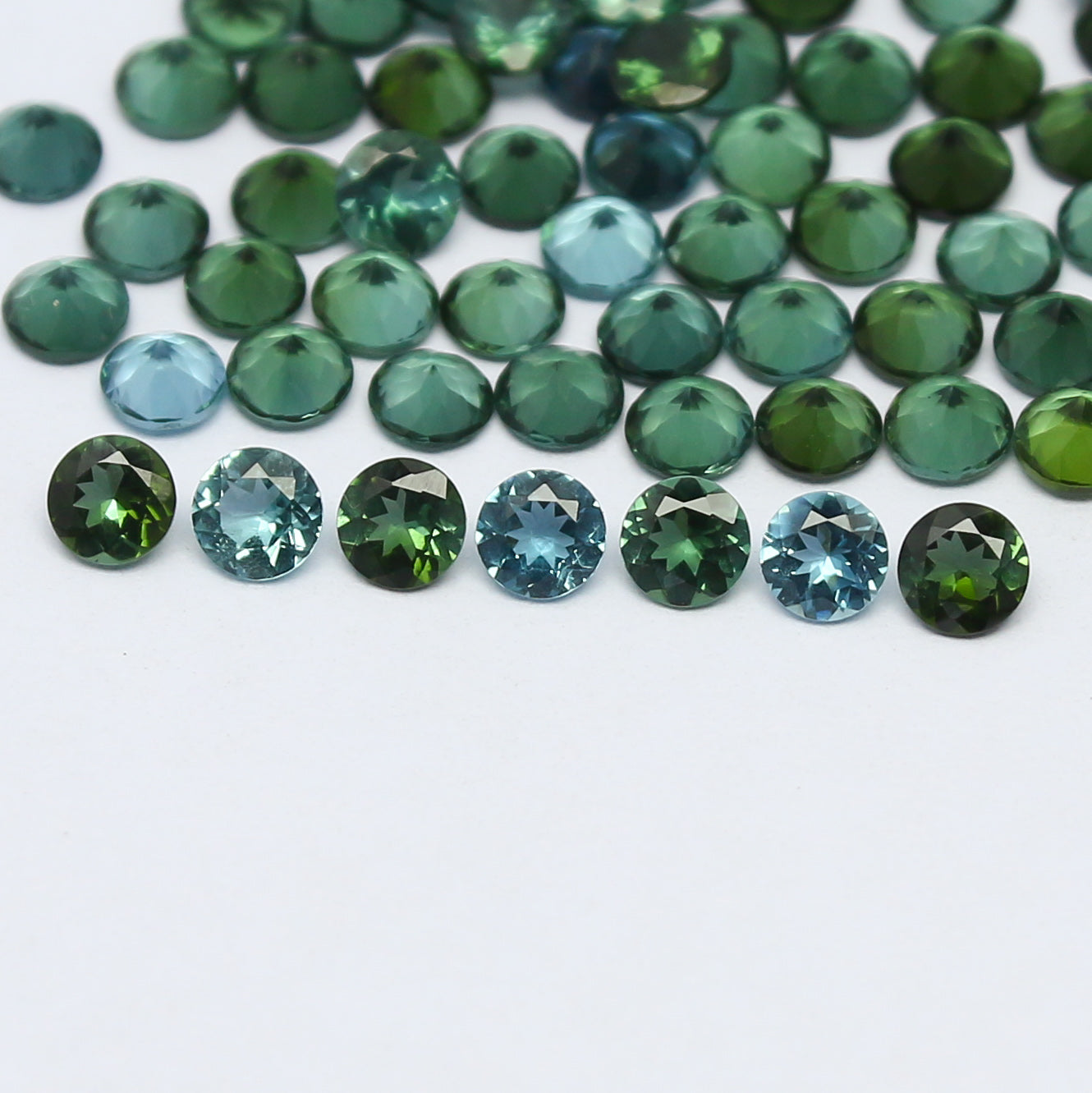 Natural Blue and Green Tourmaline Lot Mix Size Round Shape Faceted Gemstone Lot