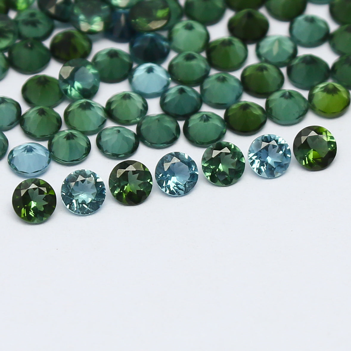 Natural Blue and Green Tourmaline Lot Mix Size Round Shape Faceted Gemstone Lot