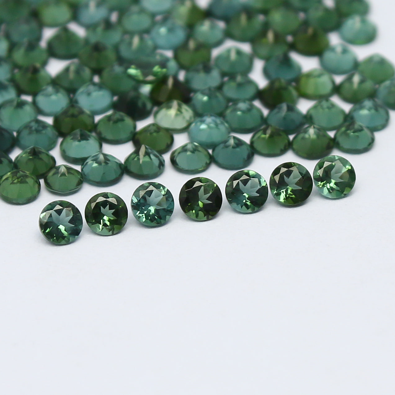 Natural Green Tourmaline Lot 2 MM and 2.5 MM Round Shape Faceted Gemstone Lot