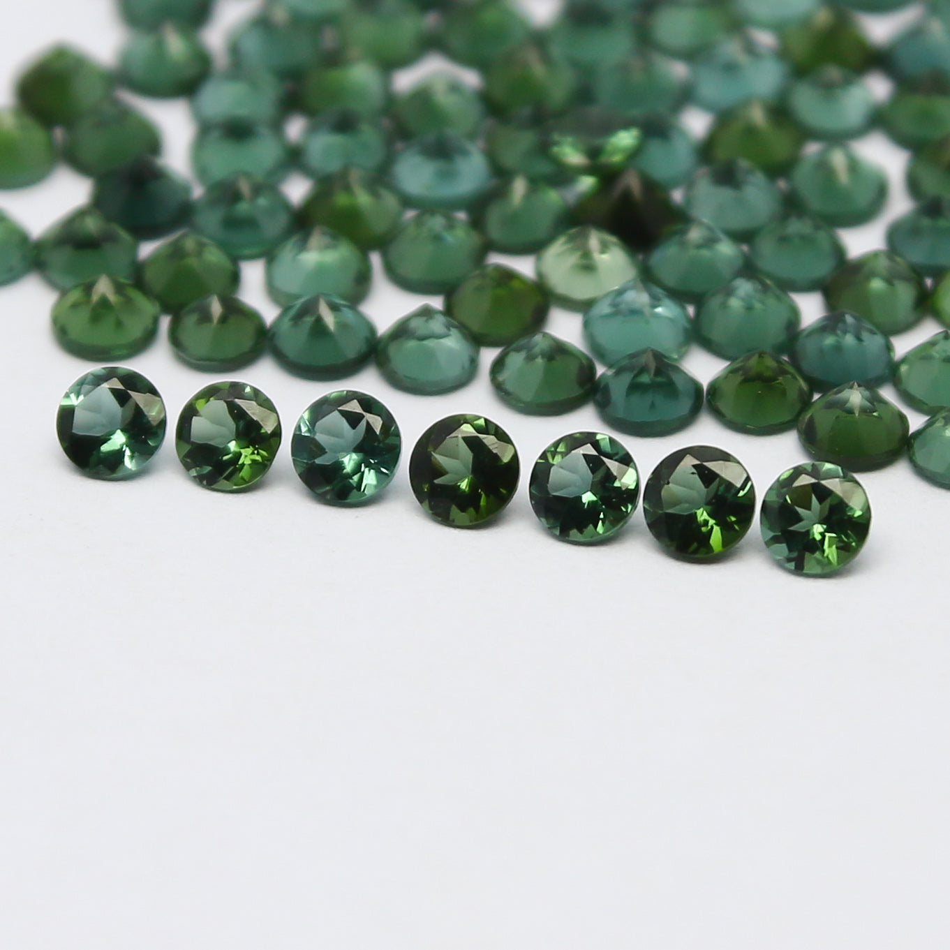 Natural Green Tourmaline Lot 2 MM and 2.5 MM Round Shape Faceted Gemstone Lot