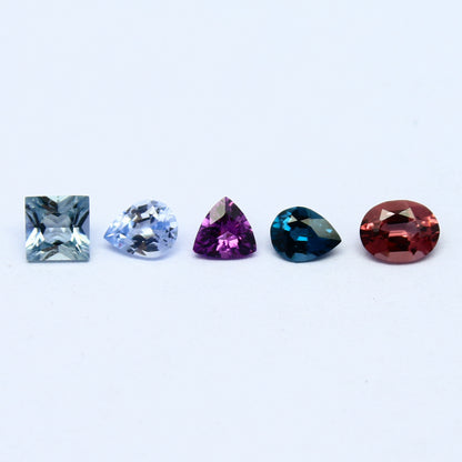 Natural Umba Sapphire 0.86 Carat Mix Size and Mix Shape Faceted Gemstone 5 Piece Lot