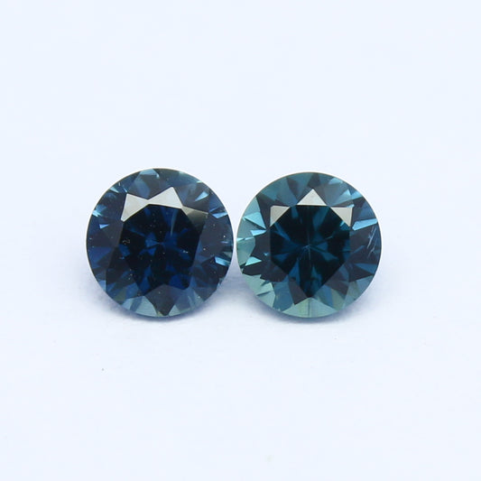 Natural Sapphire Lot Diamond Cut 0.97 Carat 4.5x4.5 MM Round Shape Faceted Gemstone 2 Piece Lot