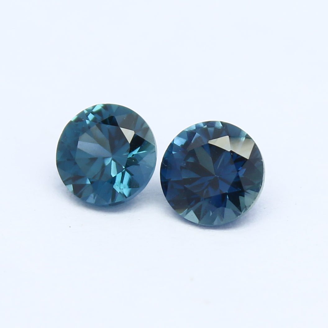 Natural Sapphire Lot Diamond Cut 0.97 Carat 4.5x4.5 MM Round Shape Faceted Gemstone 2 Piece Lot