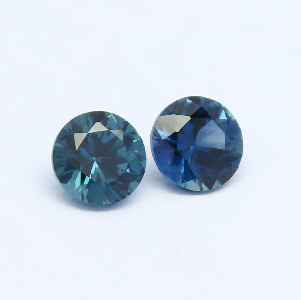 Natural Sapphire Lot Diamond Cut 0.97 Carat 4.5x4.5 MM Round Shape Faceted Gemstone 2 Piece Lot