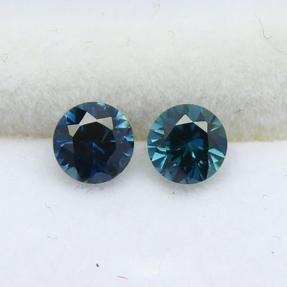 Natural Sapphire Lot Diamond Cut 0.97 Carat 4.5x4.5 MM Round Shape Faceted Gemstone 2 Piece Lot