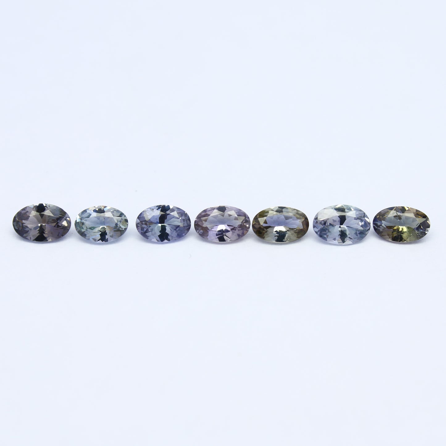 Natural Unheated Bi-Color Tanzanite Lot 2.24 Carat Mix Size Oval Shape Faceted Gemstone 7 Piece Lot