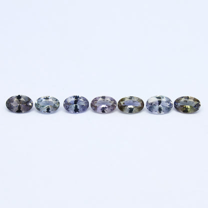 Natural Unheated Bi-Color Tanzanite Lot 2.24 Carat Mix Size Oval Shape Faceted Gemstone 7 Piece Lot