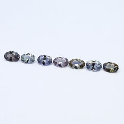 Natural Unheated Bi-Color Tanzanite Lot 2.24 Carat Mix Size Oval Shape Faceted Gemstone 7 Piece Lot