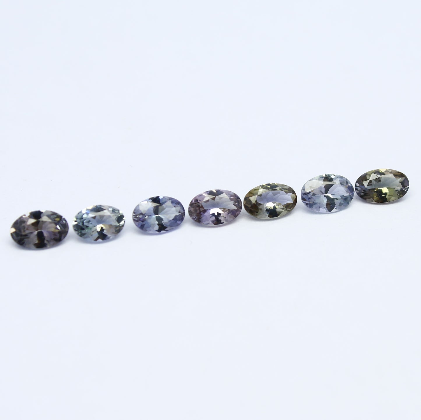 Natural Unheated Bi-Color Tanzanite Lot 2.24 Carat Mix Size Oval Shape Faceted Gemstone 7 Piece Lot