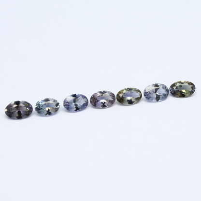 Natural Unheated Bi-Color Tanzanite Lot 2.24 Carat Mix Size Oval Shape Faceted Gemstone 7 Piece Lot