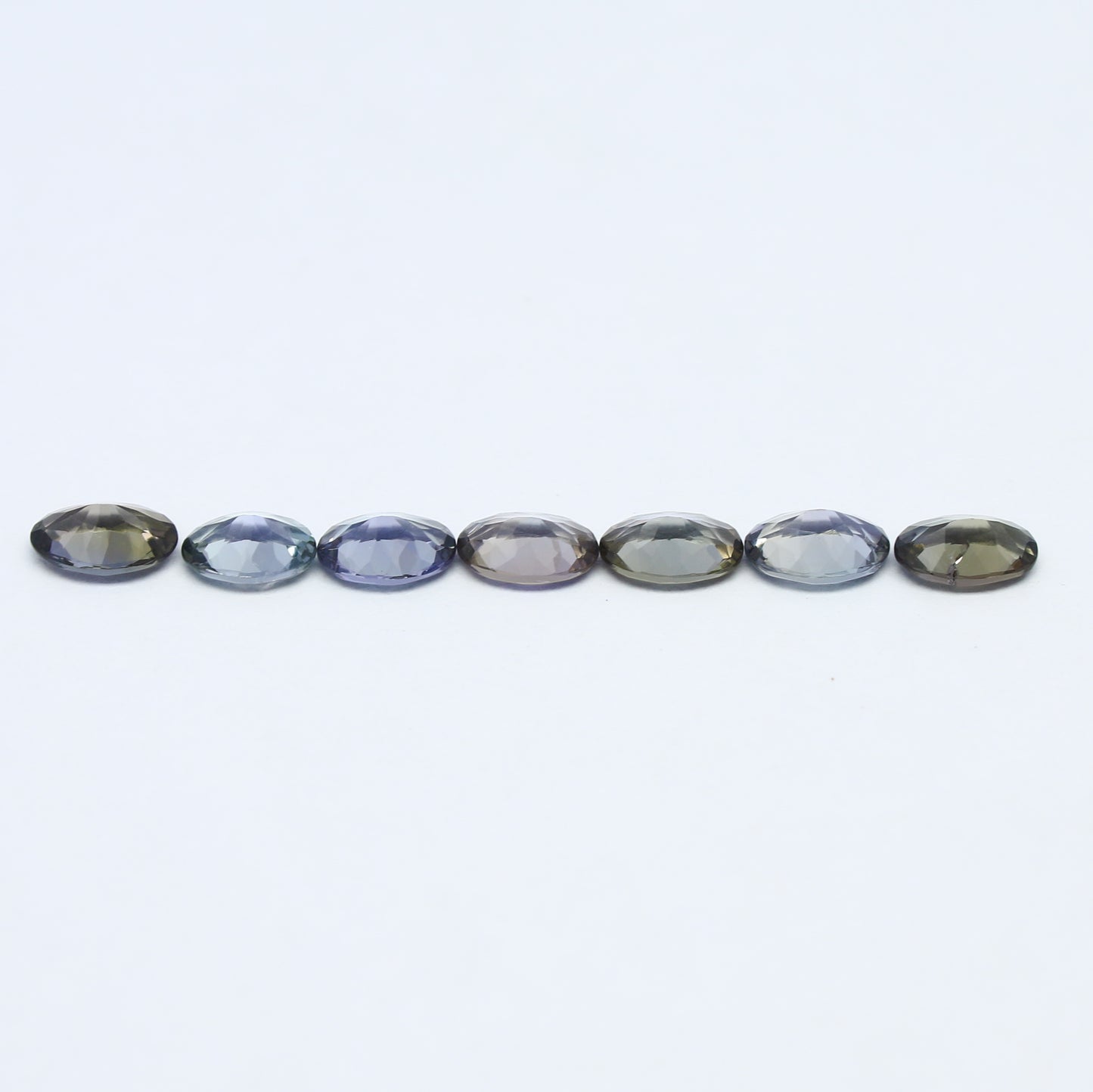 Natural Unheated Bi-Color Tanzanite Lot 2.24 Carat Mix Size Oval Shape Faceted Gemstone 7 Piece Lot