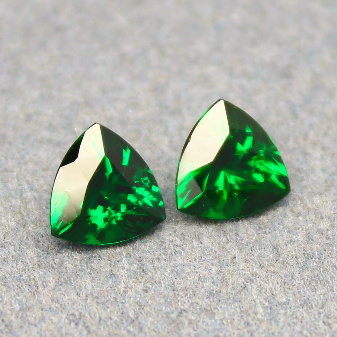 Natural Tsavorite Pair 2.55 Carat 7x7 MM Trillion Shape Faceted Gemstone Pair