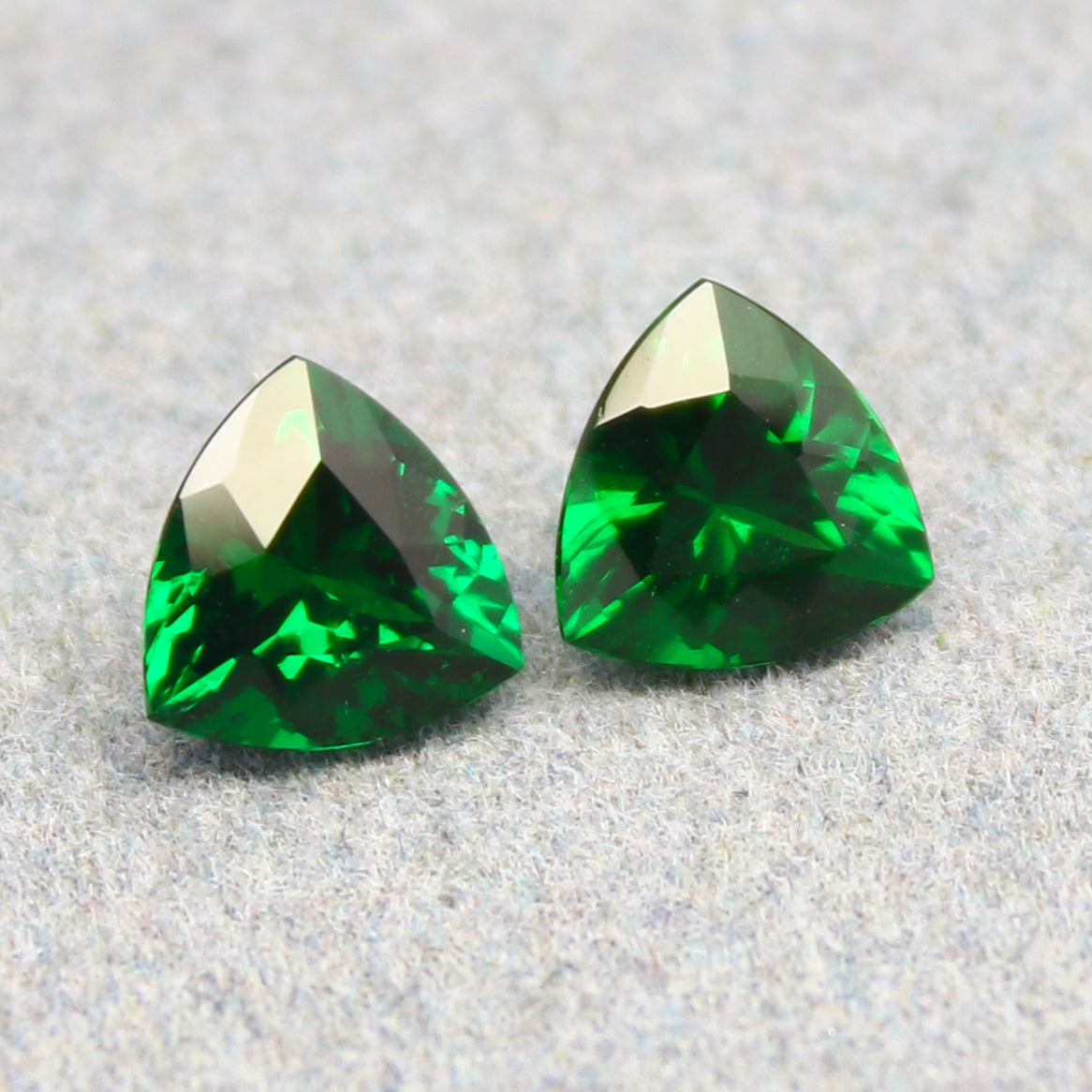 Natural Tsavorite Pair 2.55 Carat 7x7 MM Trillion Shape Faceted Gemstone Pair