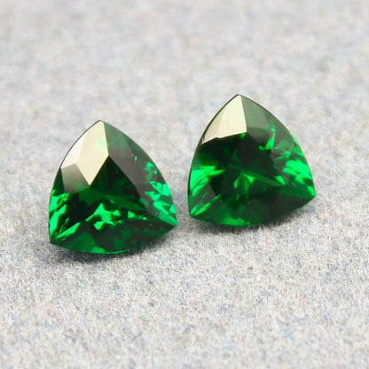 Natural Tsavorite Pair 2.55 Carat 7x7 MM Trillion Shape Faceted Gemstone Pair