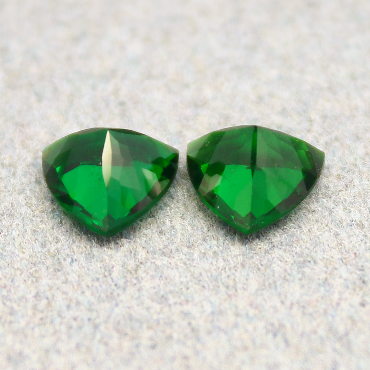 Natural Tsavorite Pair 2.55 Carat 7x7 MM Trillion Shape Faceted Gemstone Pair