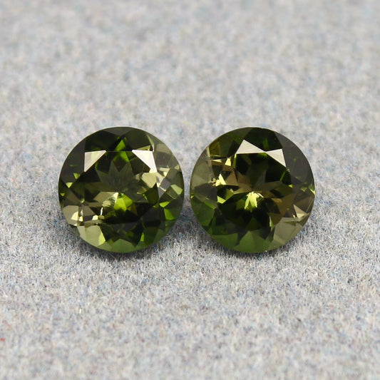 Natural Green Tourmaline Lot 2.54 Carat 7x7 MM Round Shape Faceted Gemstone 2 Piece Lot