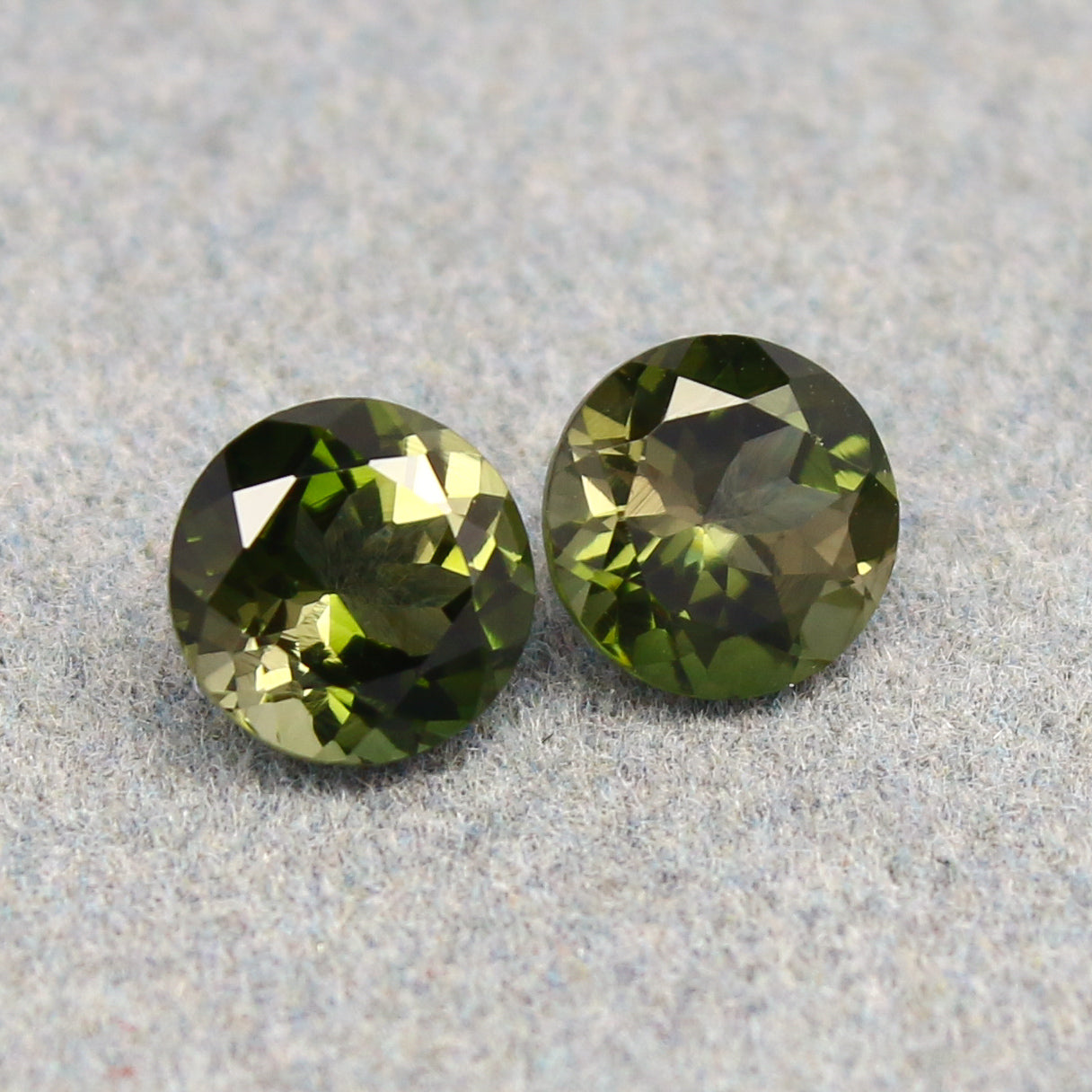 Natural Green Tourmaline Lot 2.54 Carat 7x7 MM Round Shape Faceted Gemstone 2 Piece Lot