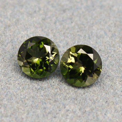 Natural Green Tourmaline Lot 2.54 Carat 7x7 MM Round Shape Faceted Gemstone 2 Piece Lot