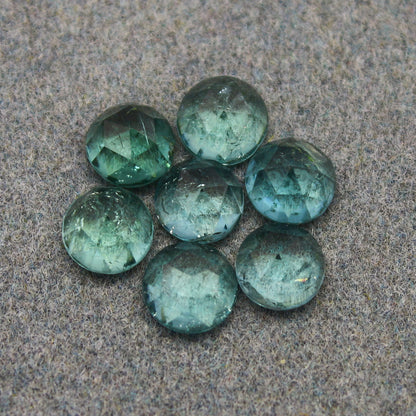 Natural Indicolite Tourmaline Lot 3.09 Carat 5x5 MM Round Shape Rosecut Gemstone 7 Piece Lot