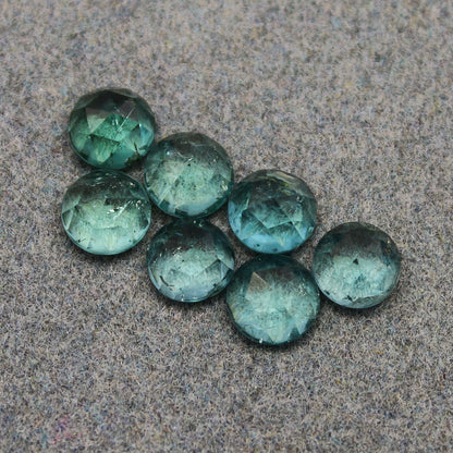 Natural Indicolite Tourmaline Lot 3.09 Carat 5x5 MM Round Shape Rosecut Gemstone 7 Piece Lot