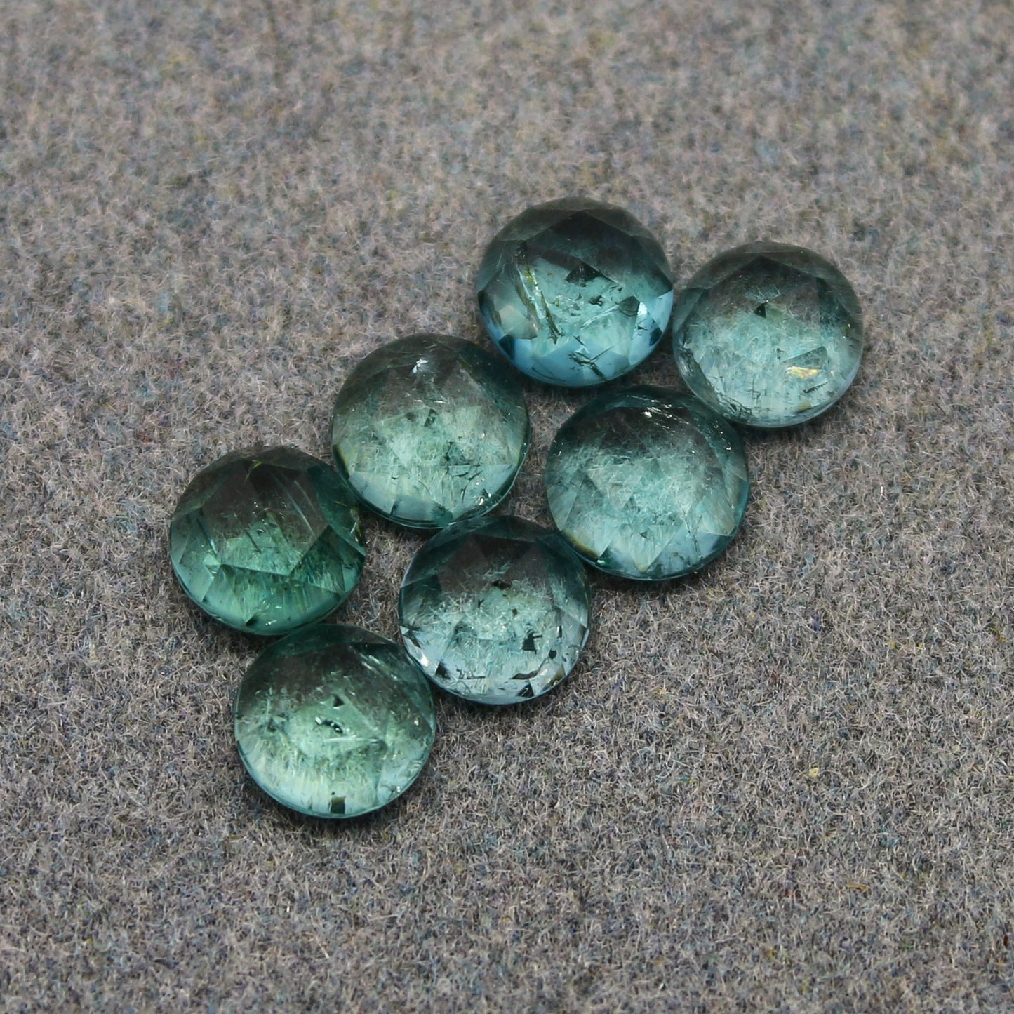 Natural Indicolite Tourmaline Lot 3.09 Carat 5x5 MM Round Shape Rosecut Gemstone 7 Piece Lot