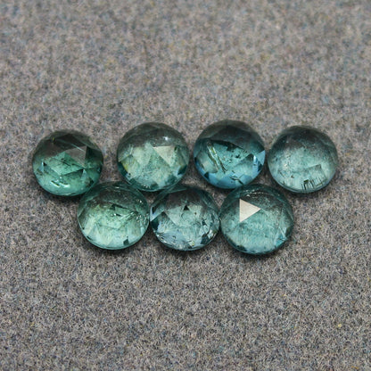 Natural Indicolite Tourmaline Lot 3.09 Carat 5x5 MM Round Shape Rosecut Gemstone 7 Piece Lot