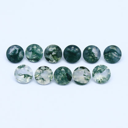 Natural Moss Agate 5x5 MM Round Shape Faceted Gemstone 11 Piece Lot