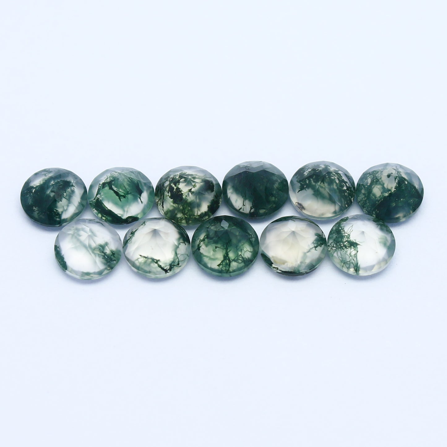 Natural Moss Agate 5x5 MM Round Shape Faceted Gemstone 11 Piece Lot