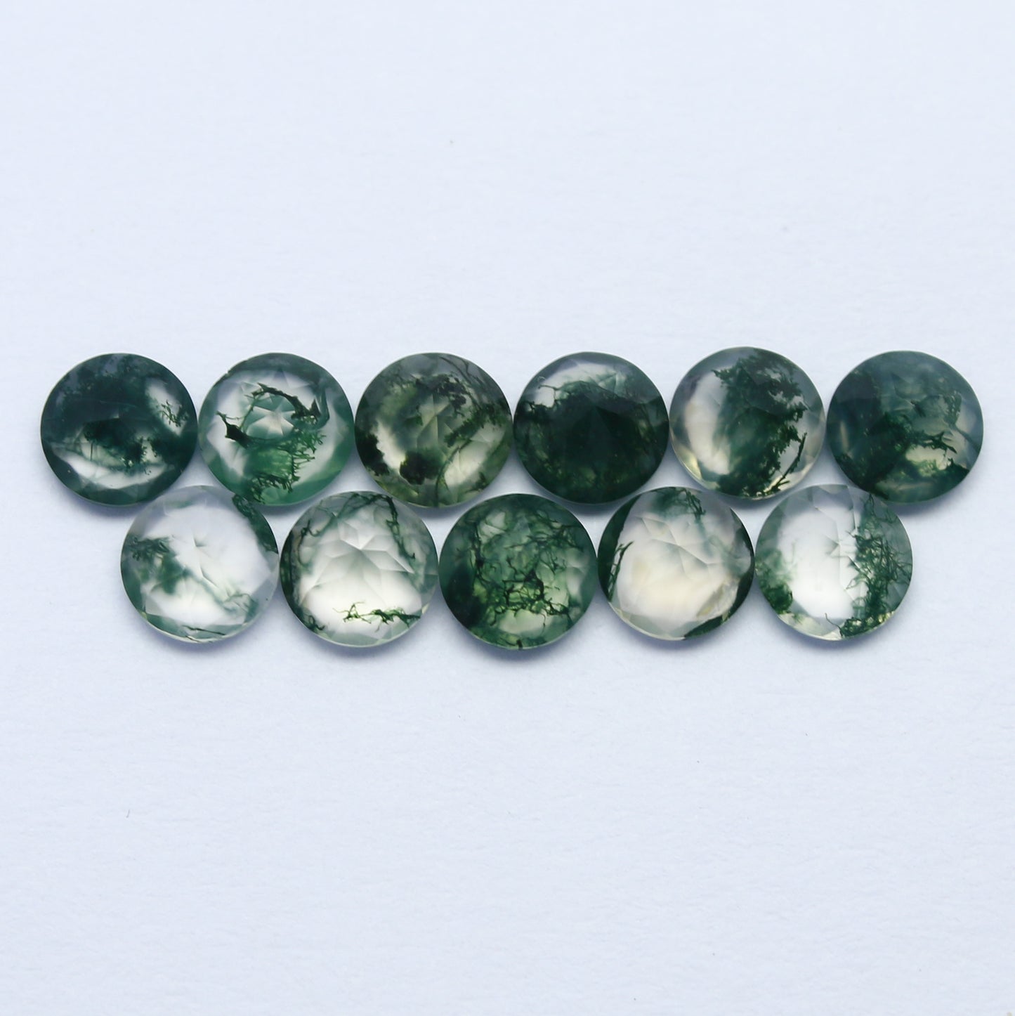 Natural Moss Agate 5x5 MM Round Shape Faceted Gemstone 11 Piece Lot