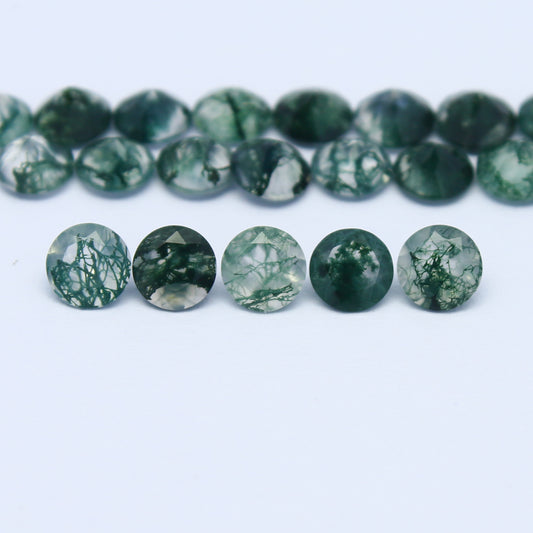 Natural Moss Agate 4x4 MM Round Shape Faceted Gemstone 20 Piece Lot