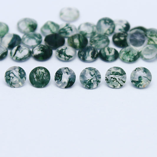 Natural Moss Agate Lot 3x3 MM Round Shape Faceted Gemstone Lot