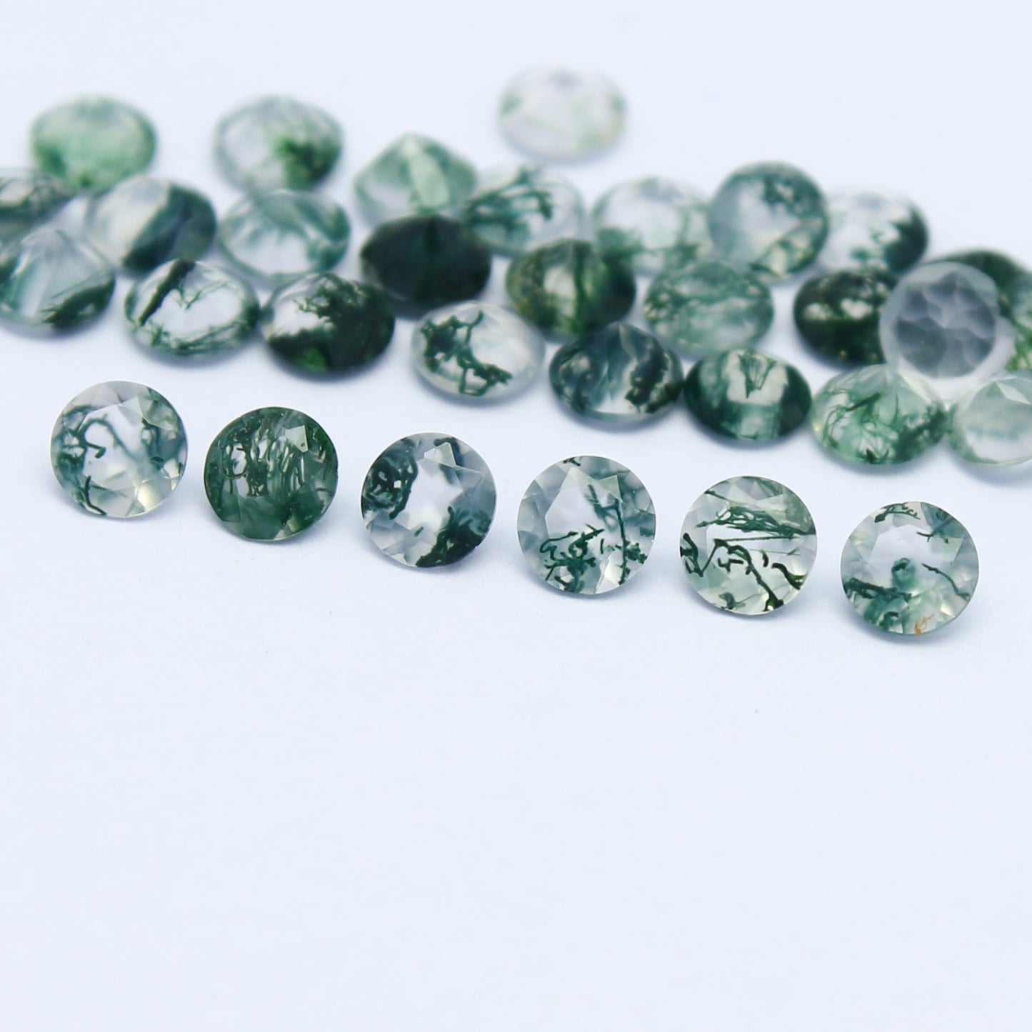 Natural Moss Agate Lot 3x3 MM Round Shape Faceted Gemstone Lot
